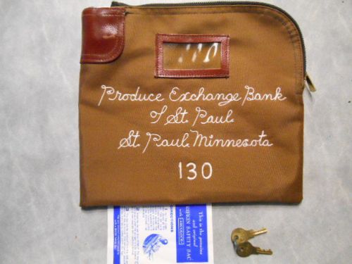 Locking Zipper BANK MONEY BAG w/2 Keys. Night Drop produce Exchange St. Paul MN