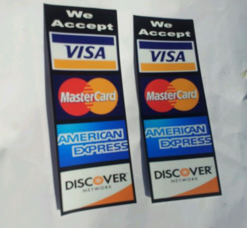 CREDIT CARD LOGO DECAL STICKER - Visa, MasCard, Discover .American Express(2pcs)
