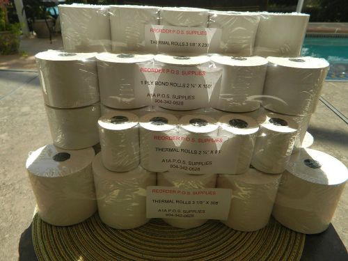 2 1/4&#039;&#039; x 85&#039; thermal paper rolls 5/pack made in u.s.a. free shipping for sale