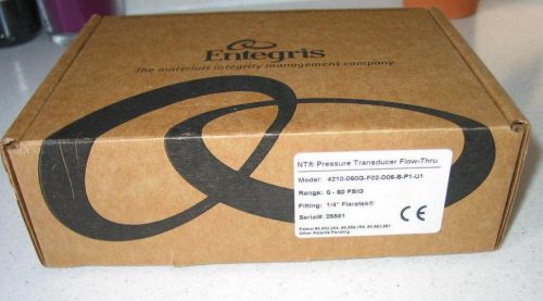 Entegris 0-60-PSIG 1/4&#034; Pressure Transducer Flow-Thru 4210-060G-F02-D06-B-P1-U1
