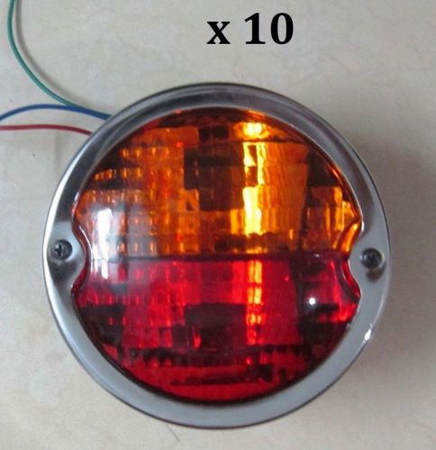 10x vintage round tractor rear tail lamp light with licence plate window for sale