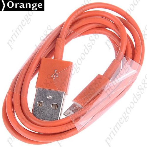 1M USB Male to 8 pin Lightning Round Cable Adapter Apple Free Shipping Orange
