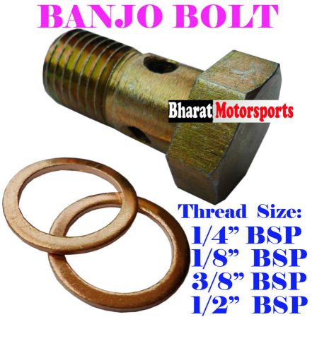 1/8 BSP 1/4 BSP  3/8 BSP 1/2 BSP Banjo Bolt  fuel line steel with copper washer