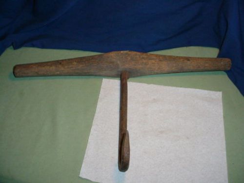 Vintage Wooden Handle Hog Butchering Hook - Man Cave