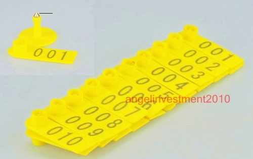 100sets New Yellow Sheep Goat Ear Tag  Eartag Lable Identification With Number