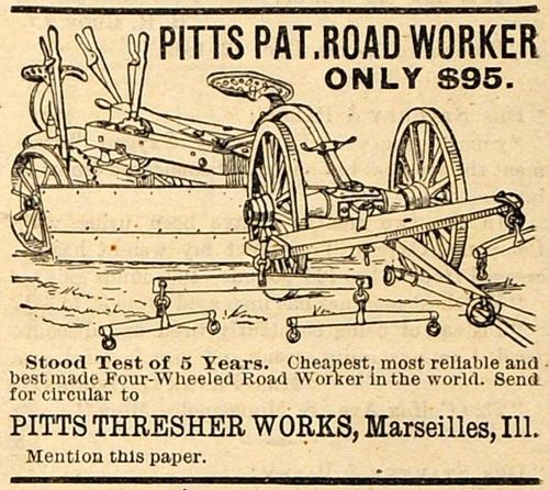 1890 ad pitts thresher works road worker farm machinery agricultural aag1 for sale