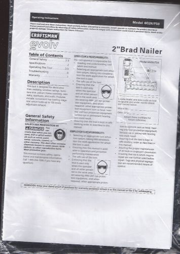CRAFTSMAN Evolv 2&#034; BRAD NAILER Operation Manual Only