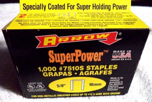 Arrow SuperPower 7510S Staple-5/8&#034; WIRE STAPLE (1,000 in Box)