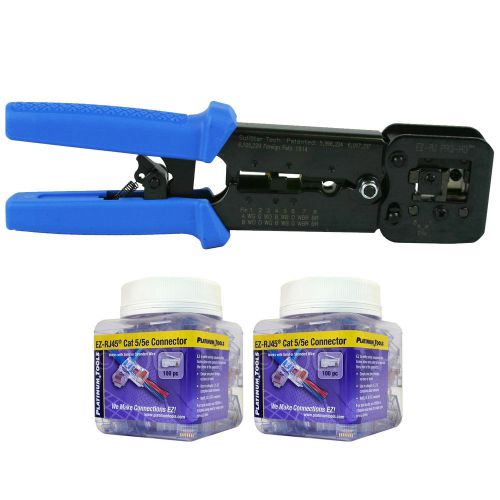 Platinum tools 100054 ez-rjpro hd crimp tool, jar ez-rj45 cat5/5e 200 connectors for sale