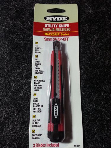 Hyde Tools UTILITY KNIFE MAXXGRIP SERIES 9MM SNAP OFF CUTTER #42027 AWESOME ITEM