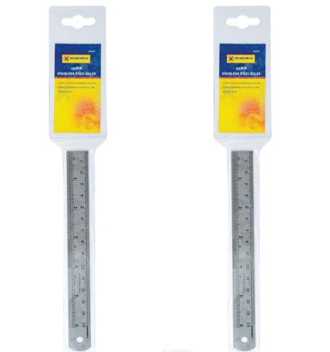 New 2pc 6&#034; stainless steel ruler metric imperial duel markings metal rulers for sale