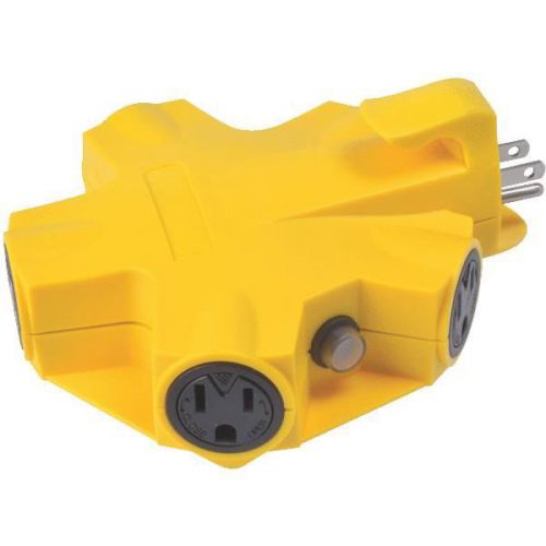 Woods Ind. 827362 Yellow Outdoor Multi-Outlet Tap-5-OUTLET ADAPTER