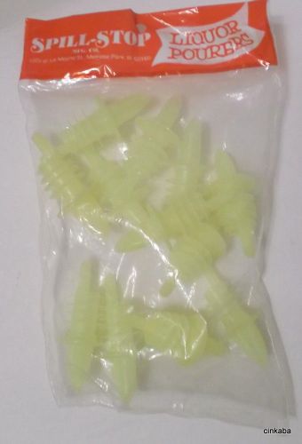 New in package pack of 12 spill stop liquor pourers #350 bright yellow bar party for sale