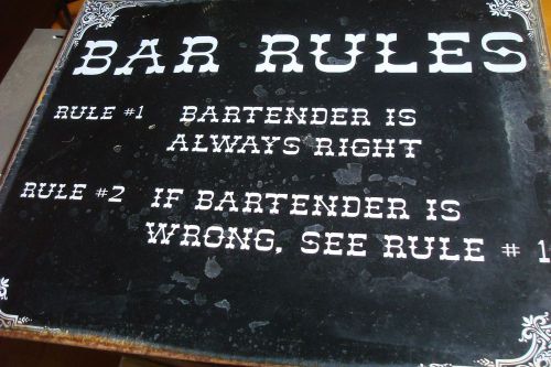 Small Vintage Bar Rules Sign, 15&#034; x 12 1/4&#034;,