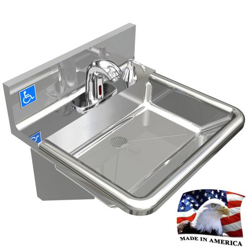 ADA HAND SINK MADE IN USA, NO LEAD ELECTRONIC SLOAN FAUCET WELDED DRAIN HEAVY D.