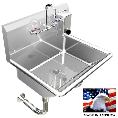 HAND SINK MANUAL FAUCET 24&#034; SINGLE USER 1 PERSON STAINLESS STEEL LAVATORY, BASIN