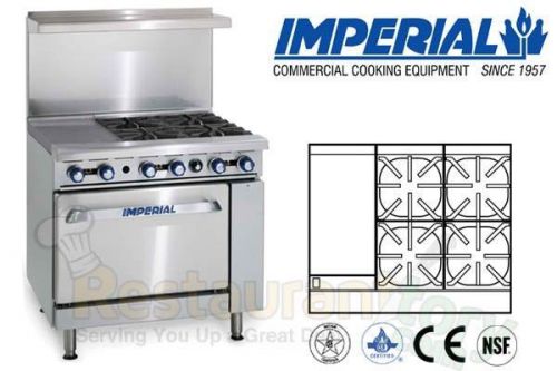 Imperial commercial restaurant range 36&#034; w/ 12&#034; griddle oven natgas ir-4-g12-c for sale