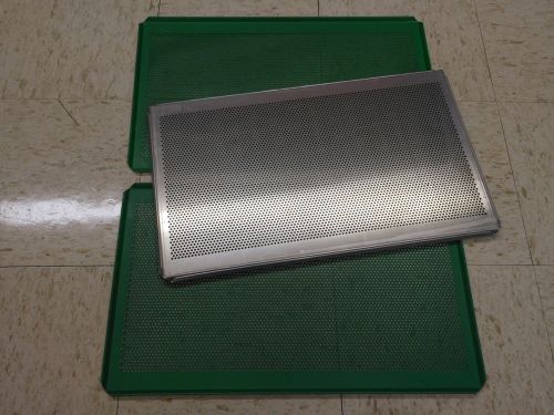 Lot of 3 commercial deep fryer stainless rectangle strainer basket lids trays for sale