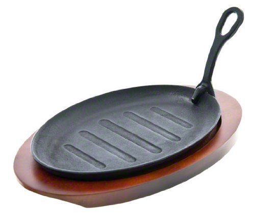 Update international cizp-11/set cast iron fajita platter set with wood underlin for sale