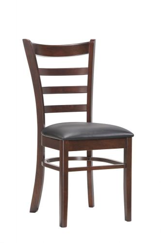 20 Wood Frame Rounded Back Solid Restaurant Chairs w/ Black PVC Vinyl Seat