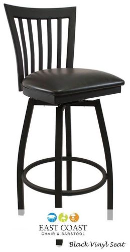 New gladiator full vertical back metal swivel bar stool with black vinyl seat for sale
