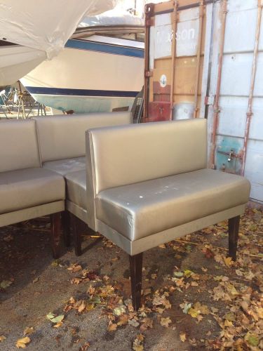Lot of 2 Double Restaurant Booth Seats 48&#034;,Hardwood Legs,silver Vinyl LOCAL P/UP