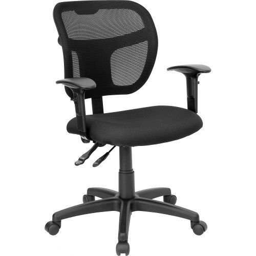 Flash Furniture WL-A7671SYG-BK-A-GG Mid-Back Mesh Task Chair with Black Fabric S