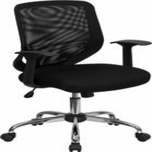 Flash Furniture LF-W95-MESH-BK-GG Mid-Back Black Mesh Office Chair with Mesh Fab