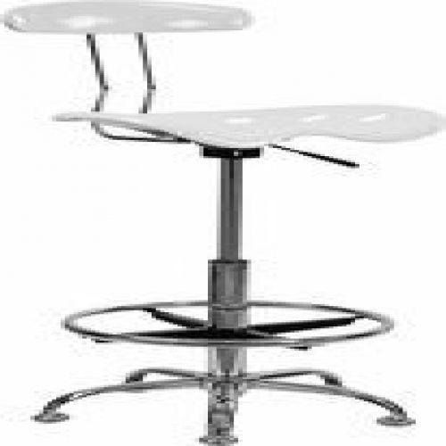 Flash Furniture LF-215-WHITE-GG Vibrant White and Chrome Drafting Stool with Tra