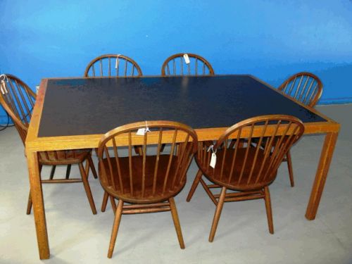 Solid Oak 4&#039;x6&#039; Rectangular Tables slate looking top priced w/o chairs
