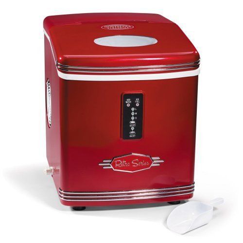 New nostalgia electrics ric-100 retro series automatic ice maker  red for sale