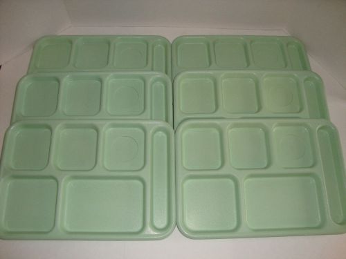 Lot of 6 Cambro BCT1014 6 Compartment Lunch Food Tray Green Cafeteria School BBQ