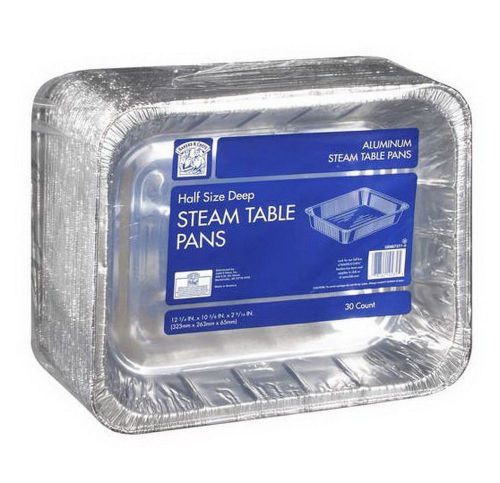 New Bakers &amp; Chefs Aluminum Foil Steam Table Pans Half Size - 30 ct