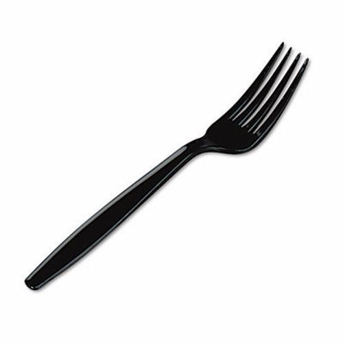 Dixie Plastic Cutlery, Heavyweight Forks, Black, 1000/Carton (DXEFH517)