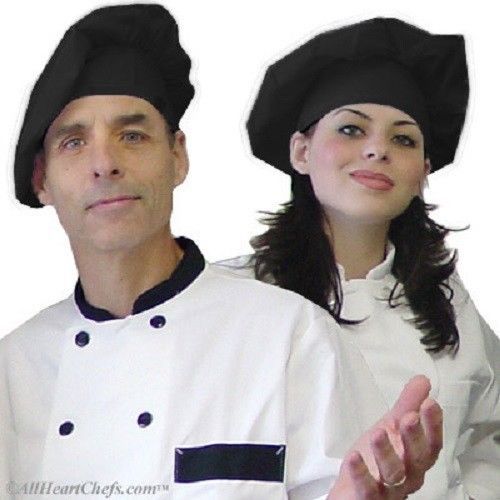 allheartchefs Traditional Chef Hat Toque in Black with Velcro Closure, 5 PACK