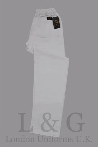 White 100% cotton work wear pants trousers housekeep cleaners L&amp;G London Uniform