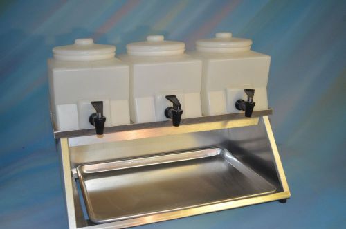 Gold medal products aluminum horizontal dispense rack w/ 3-syrvelle dispensers for sale