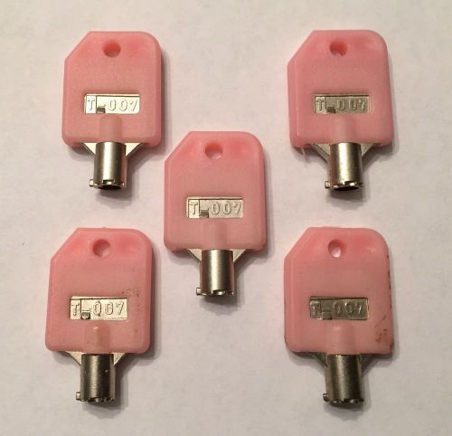 Lot of 5 Pink T-007 T007 Vending Machine Keys