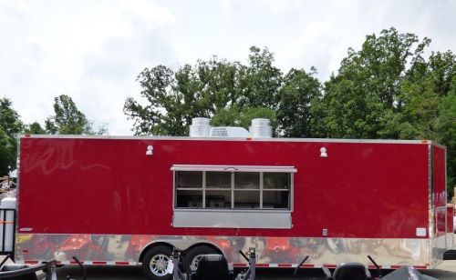 Concession Trailer 8.5&#039;x28&#039; Red - Food Catering Enclosed Kitchen