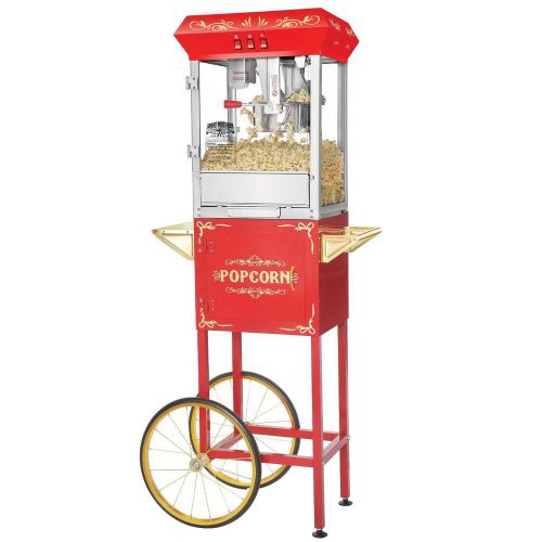 Great northern red antique style 8oz popcorn popper machine with cart, parties for sale