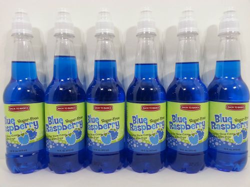 (6) 16oz sugar free blue raspberry flavor soda syrup mix snow cones slushies for sale