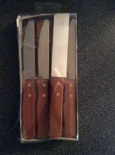 Nib adcraft wsk-60/b rounded blade gaucho jumbo steak knife w/ wood handle 12pk for sale