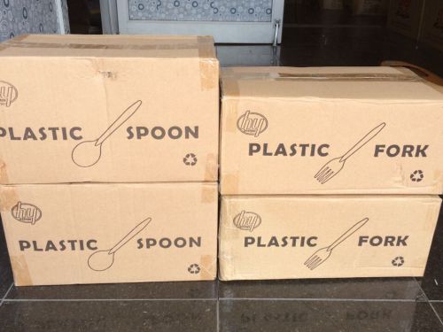 4000 White Disposable Plastic Forks 2000/CS &amp; Plastic Spoons 2000/CS NEW
