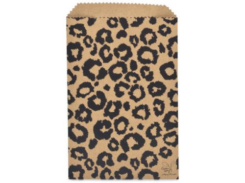 lot 48 Kraft Paper Shopping Bags Retail Gift Sacks Safari Leopard Print 6x9.25&#034;
