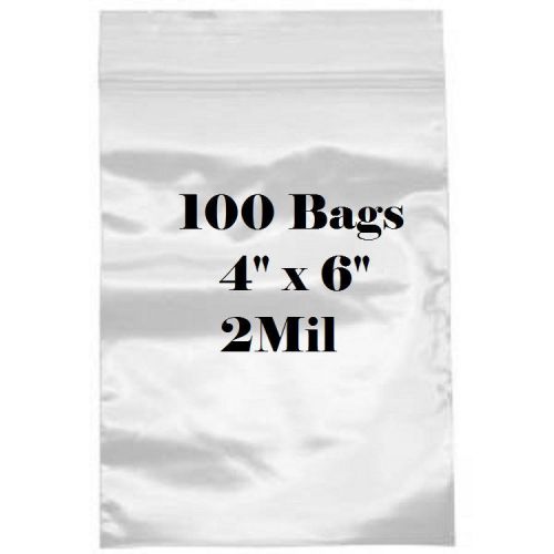 200 New ZIP LOCK BAGS 4” X 6” RECLOSABLE POLY 2 MIL BAG CLEAR