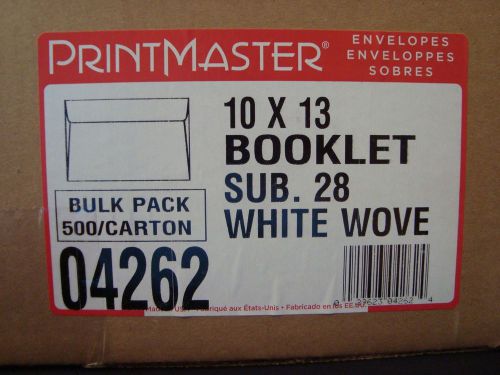 New 500 count 13 x 10 white gummed seal side load booklet envelopes 500ct for sale