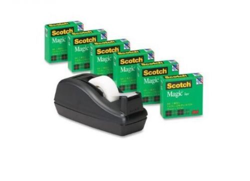 Scotch MagicTapeDeal, 3/4 x1000 Inches,6-Pack with C-40 BlackDispenser(810C40Bk)