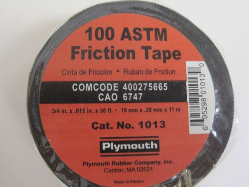 *** LOT OF 10 ***  PLYMOUTH 100 ASTM BLACK FRICTION TAPE - 3/4&#034; x .015&#034; x 36 ft.