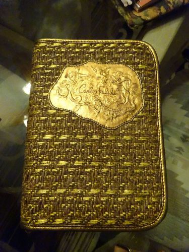 Gently Used Carlos Falchi Gold Woven Zippered Leather Notebook