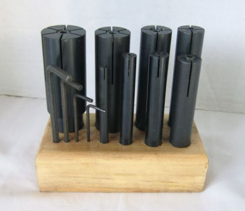 Expanding lathe arbor set-8 pcs-collets-4 allen wrenches-wood block-1/4&#034;-1 1/4&#034; for sale